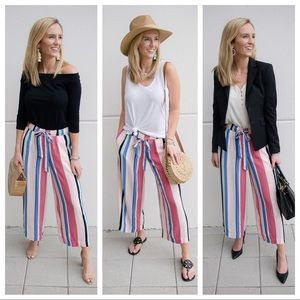 Striped Wide Leg Crop Pants
